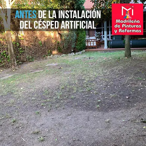 Antes de la instalación de césped artificial