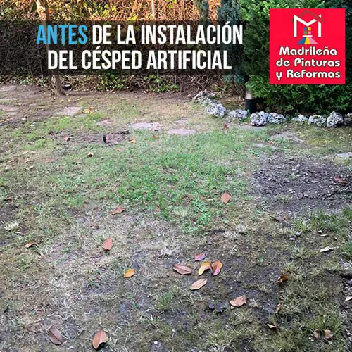 Antes de la instalación de césped artificial