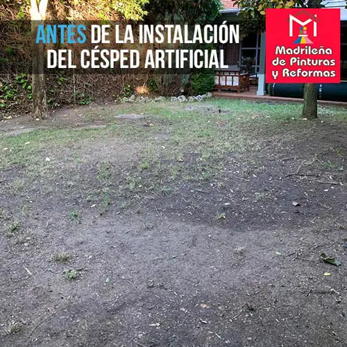 Antes de la instalación de césped artificial